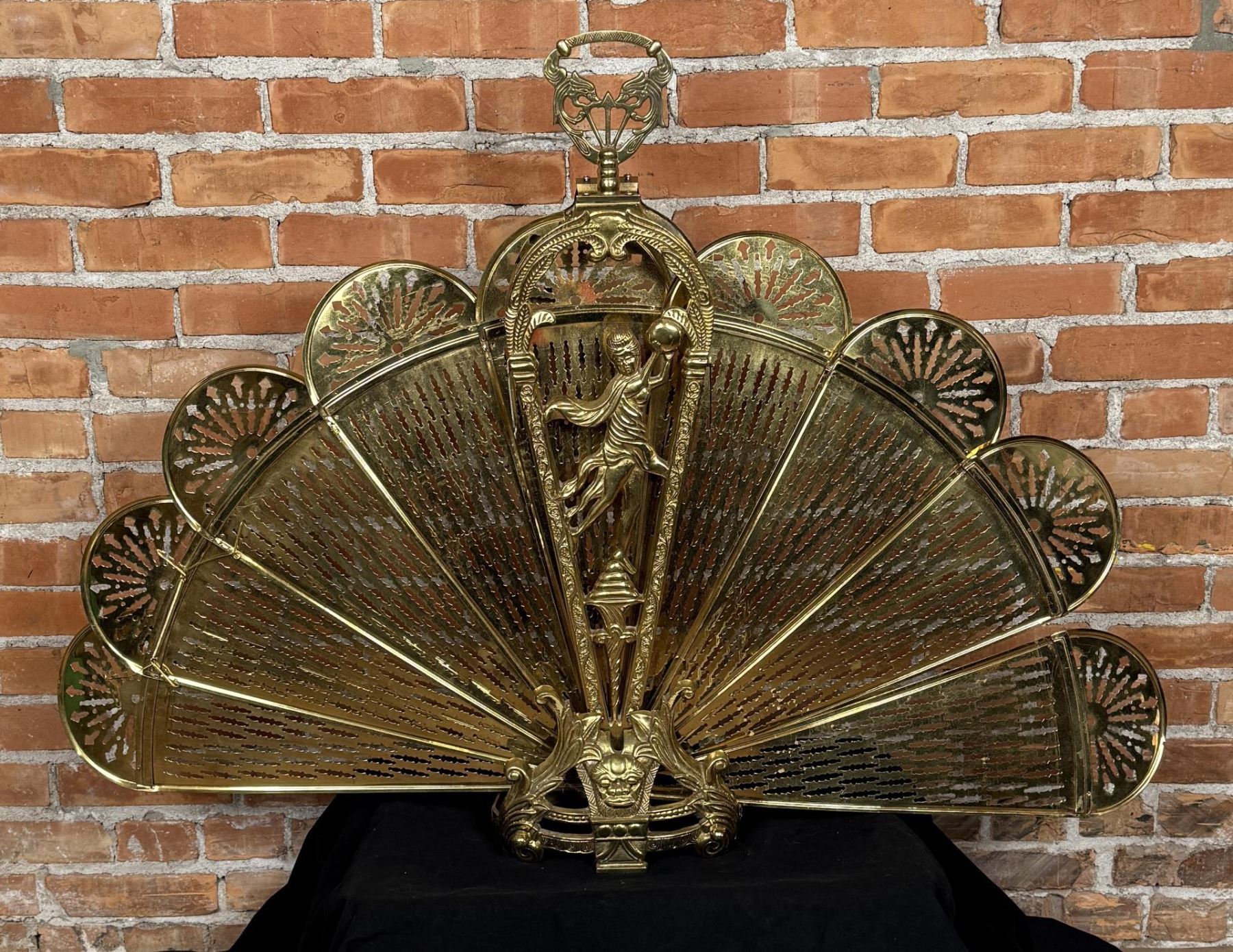 Victorian Brass Fireplace Fan Screen
