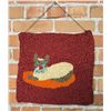 Image 1 : Folk Art Hooked Rug Cat on Bed