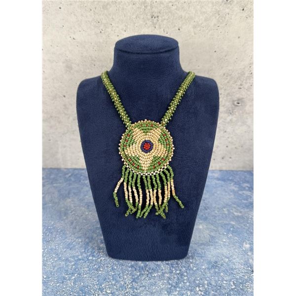 Native American Indian Beaded Rosette Necklace