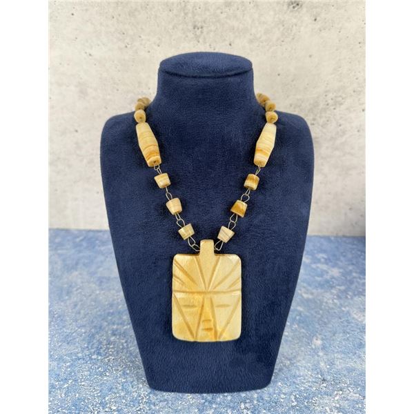 Mexican Aztec Pattern Onyx Necklace