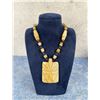 Image 1 : Mexican Aztec Pattern Onyx Necklace