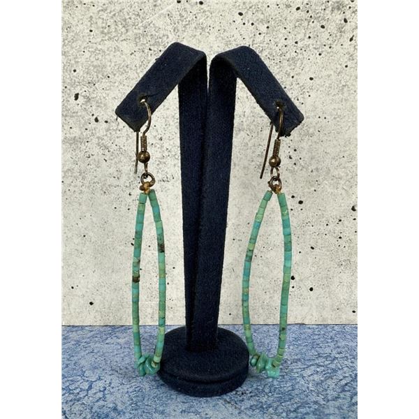 Navajo Rolled Turquoise Jacla Earrings