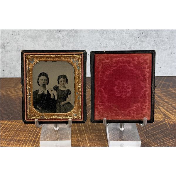 Antique Identified Tintype Photo Mother Daughter