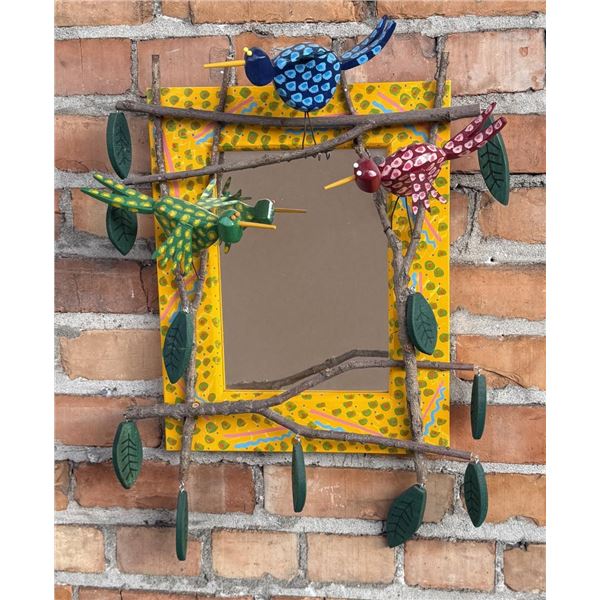 Craig Carey Carved Wood Bird Mirror