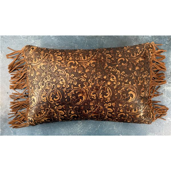 Fully Tooled Leather Cowboy Pillow
