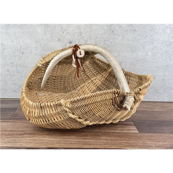 Large Indian Made Whitetail Deer Antler Basket