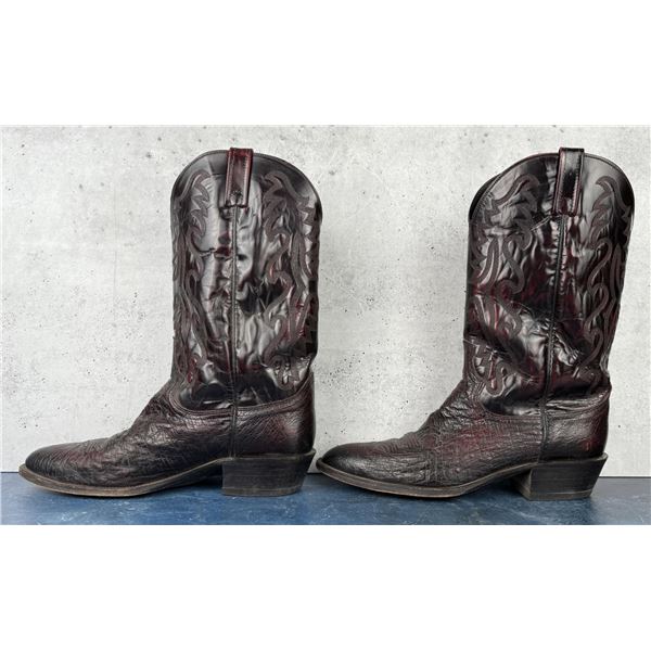 Dan Post Cherry Ostrich Leather Cowboy Boots