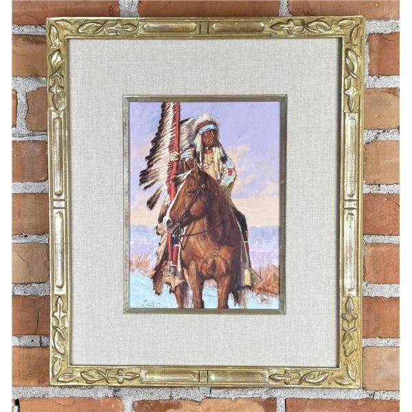 John DeMott Indian Oil on Canvas Painting