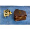 Image 1 : Brass Nautical Transit Sextant in Wood Case
