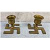 Image 1 : Brass Swastika Candlesticks