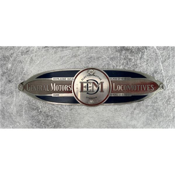 General Motors Locomotives Builders Number Plate