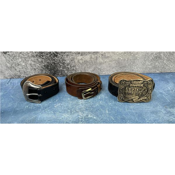Vintage Men's Leather Cowboy Belts And Buckles