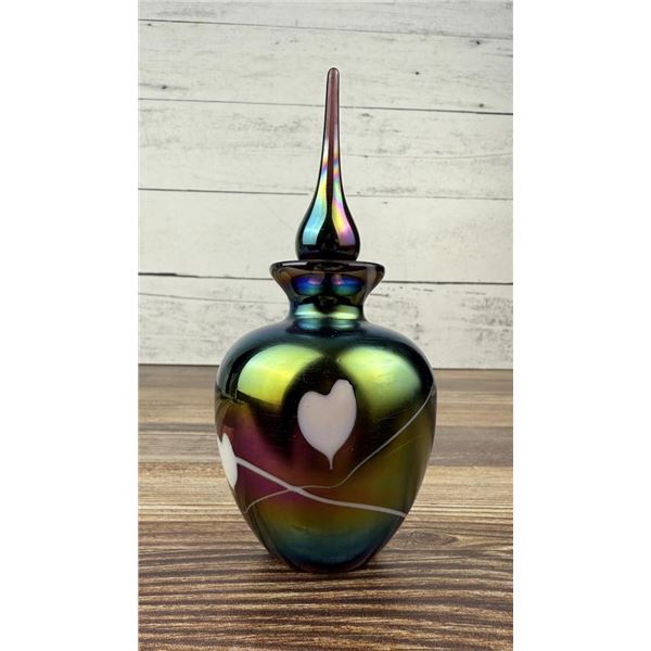 Hanging Hearts Iridescent Glass Perfume Bottle