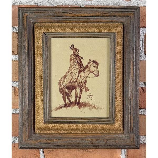 Marvin Enes Montana Indian Gouache Painting