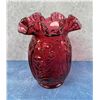 Image 1 : Fenton Glass Cranberry Daffodil Vase