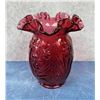 Image 2 : Fenton Glass Cranberry Daffodil Vase