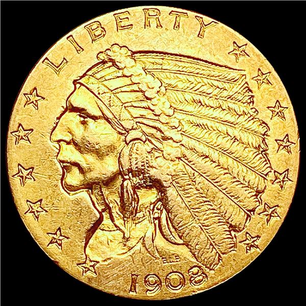 1908 $2.50 Gold Quarter Eagle NEARLY UNCIRCULATED