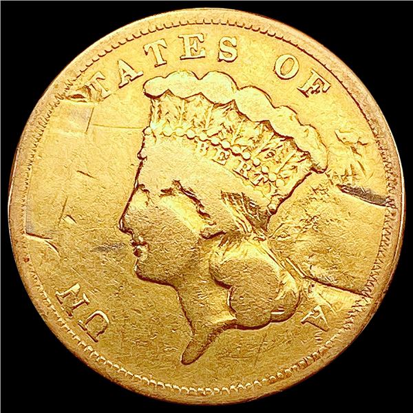 1860-S $3 Gold Piece NICELY CIRCULATED