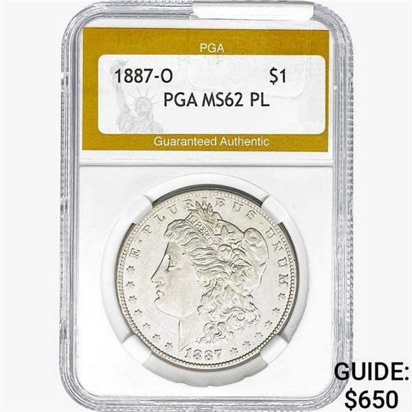 1887-O Morgan Silver Dollar PGA MS62 PL