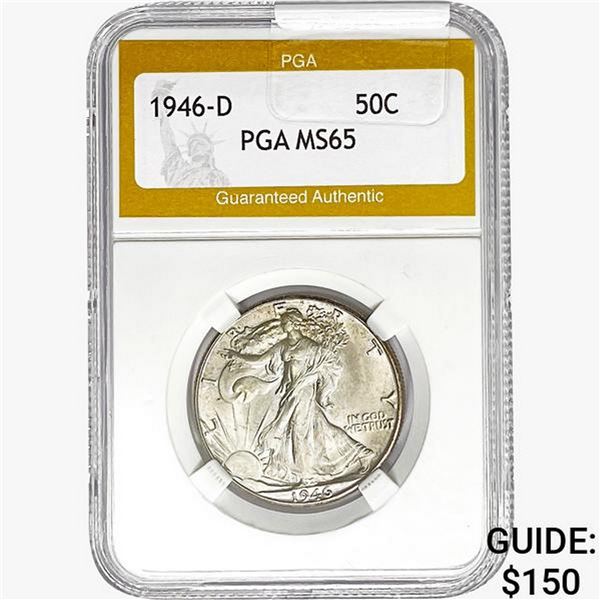 1946-D Walking Liberty Half Dollar PGA MS65