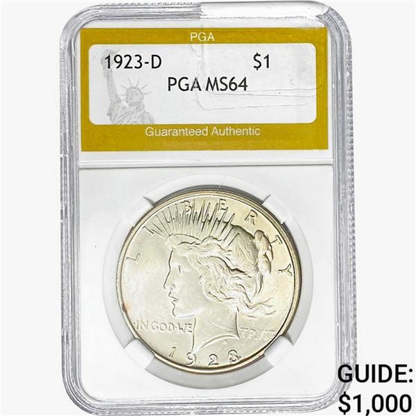 1923-D Silver Peace Dollar PGA MS64