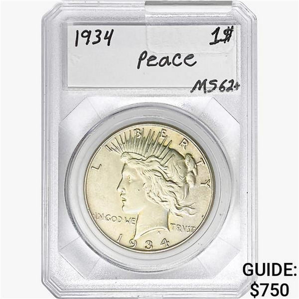 1934 Silver Peace Dollar   MS62+