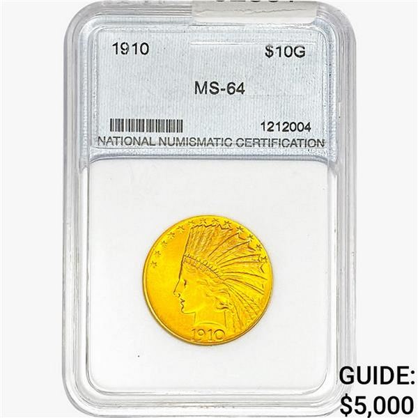 1910 $10 Gold Eagle NNC MS64