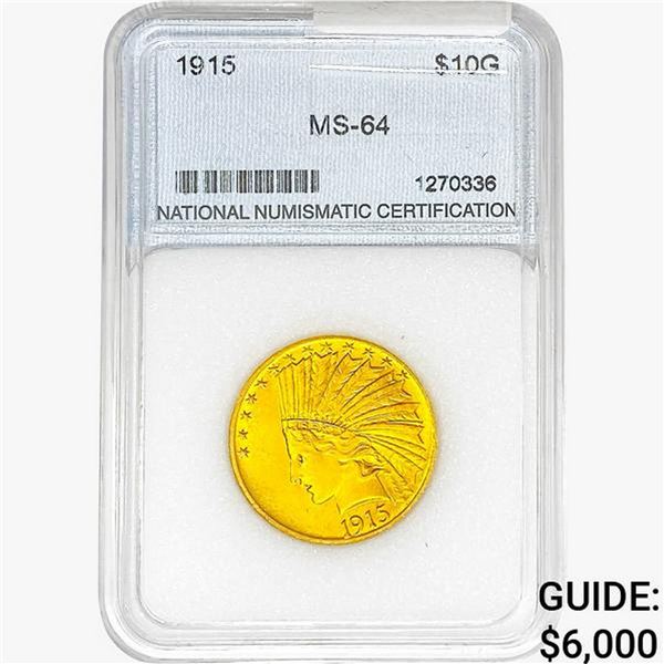 1915 $10 Gold Eagle NNC MS64