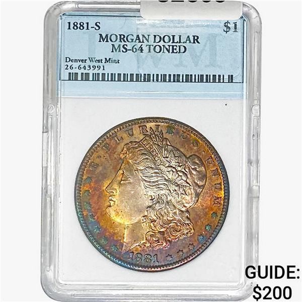 1881-S Morgan Silver Dollar DWM MS64 Toned
