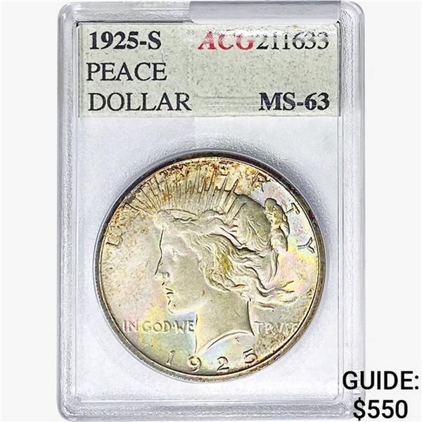 1925-S Silver Peace Dollar ACG MS63