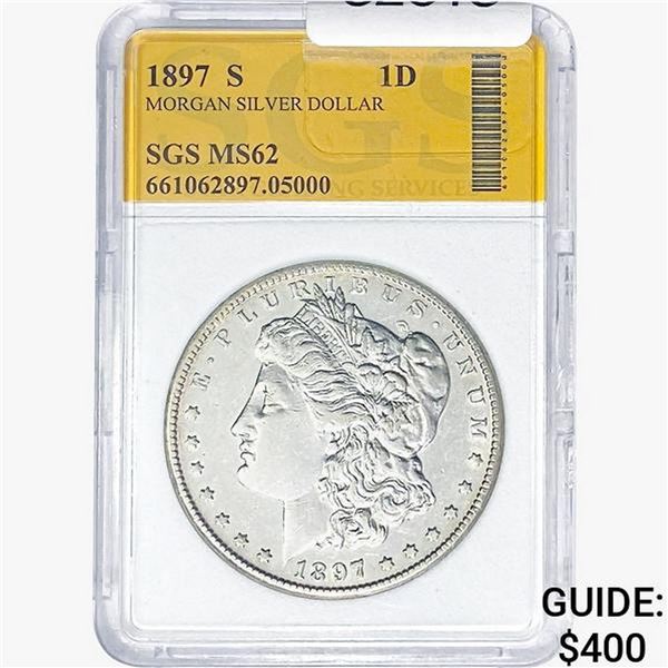 1897-S Morgan Silver Dollar SGS MS62