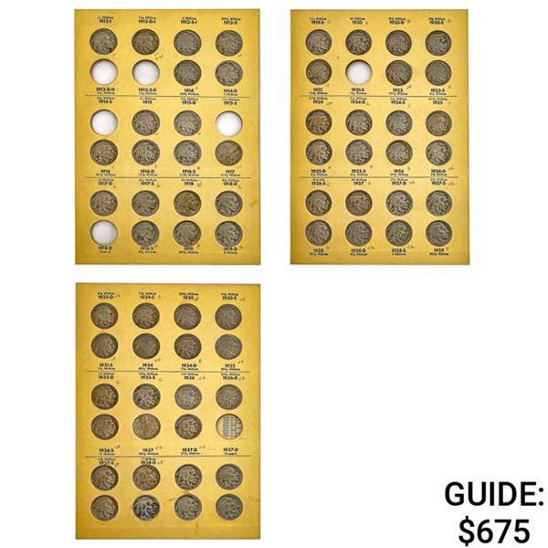 1913-1938 Buffalo Nickels Album [65 Coins]