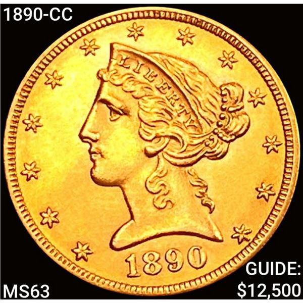 1890-CC $5 Gold Half Eagle CHOICE BU