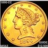 Image 1 : 1890-CC $5 Gold Half Eagle CHOICE BU