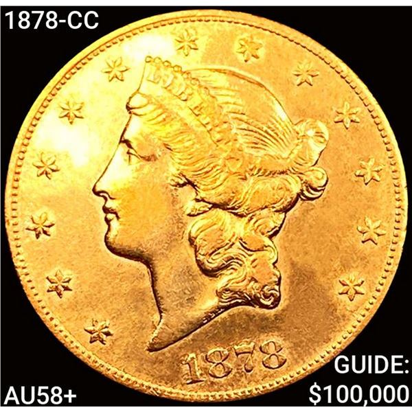 1878-CC $20 Gold Double Eagle CHOICE AU+