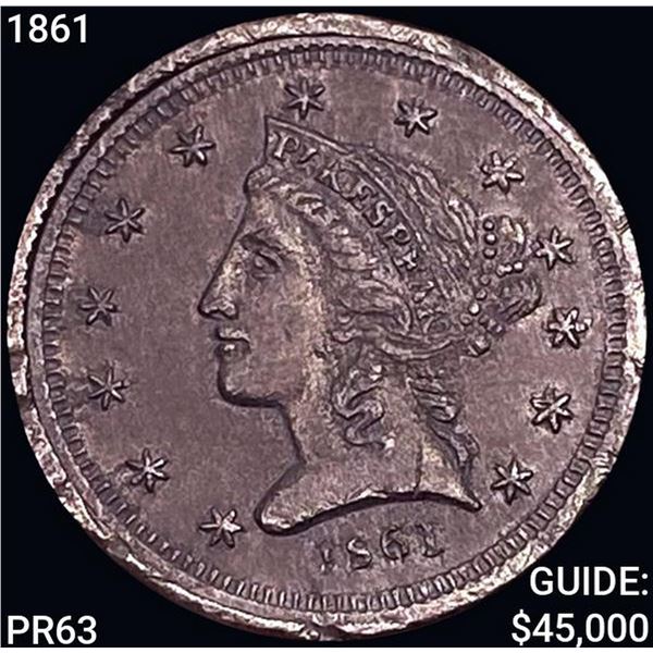 1861 White Metal $5 Clark Gruber K-10 CHOICE PROOF