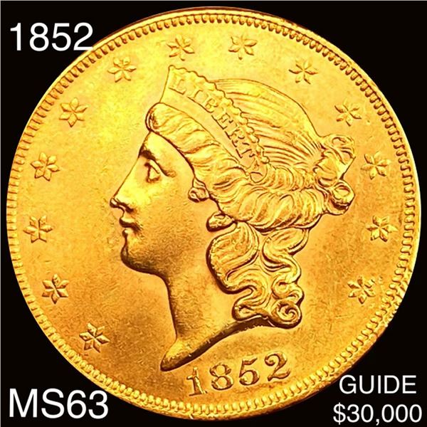 1852 $20 Gold Double Eagle CHOICE BU