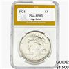 1921 Silver Peace Dollar PGA MS63 High Relief