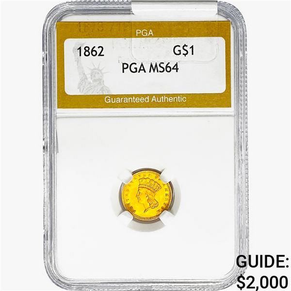1862 Rare Gold Dollar PGA MS64