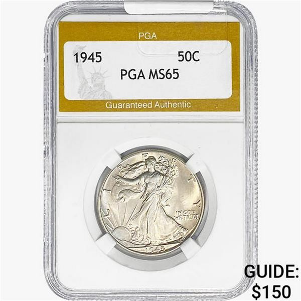 1945 Walking Liberty Half Dollar PGA MS65