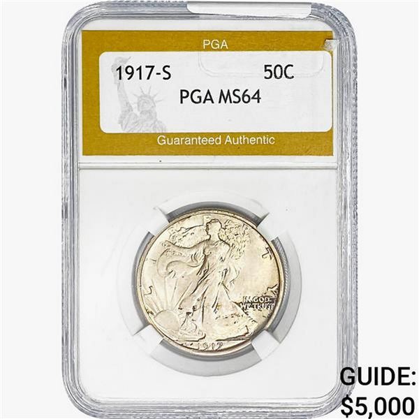 1917-S Walking Liberty Half Dollar PGA MS64