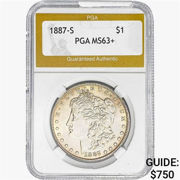 1887-S Morgan Silver Dollar PGA MS63+