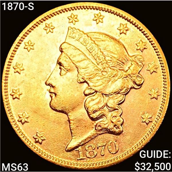 1870-S $20 Gold Double Eagle CHOICE BU