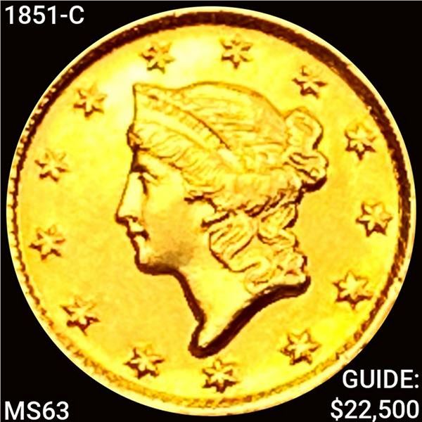 1851-C Rare Gold Dollar CHOICE BU