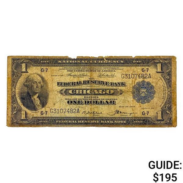 1918 $1 Federal Reserve Large Note-Chicago