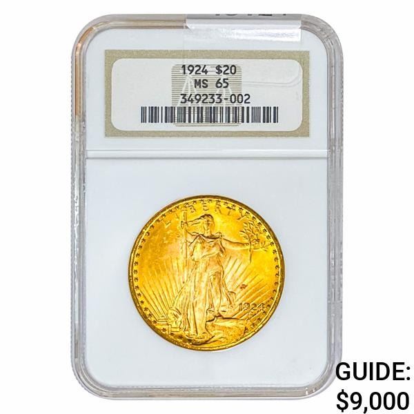 1924 $20 Gold Double Eagle NGC MS65