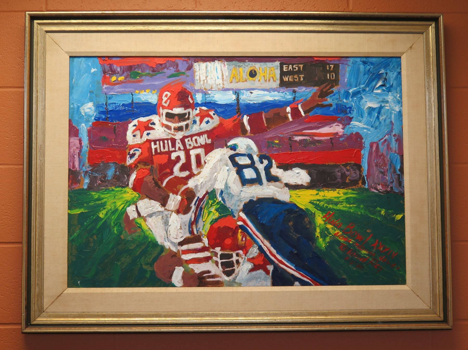 Hula Bowl XXXIV Football Artwork, by Roland Roy 1980, Framed & Matted ...