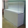 Image 1 : Clear Display Case on White Solid Base 85" x 26" x 66"H