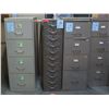 Image 1 : Qty 4 Metal Filing Cabinets, Misc Sizes (1 drawer locked/contents not included)
