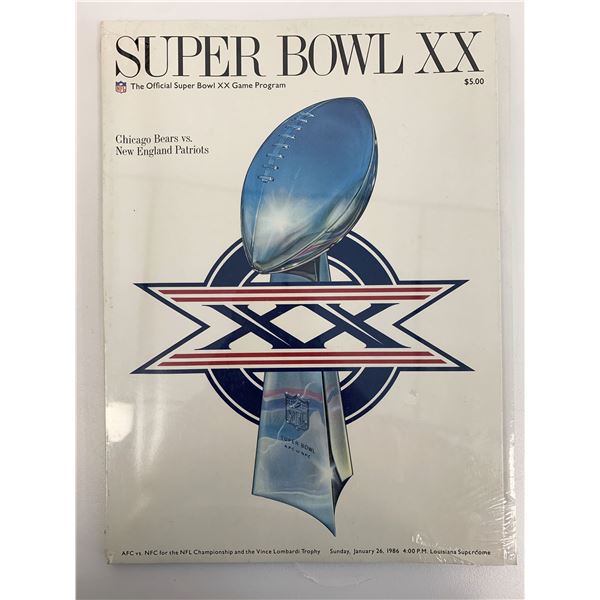 Super Bowl XX 1986 Bears vs. Patriots Official Program